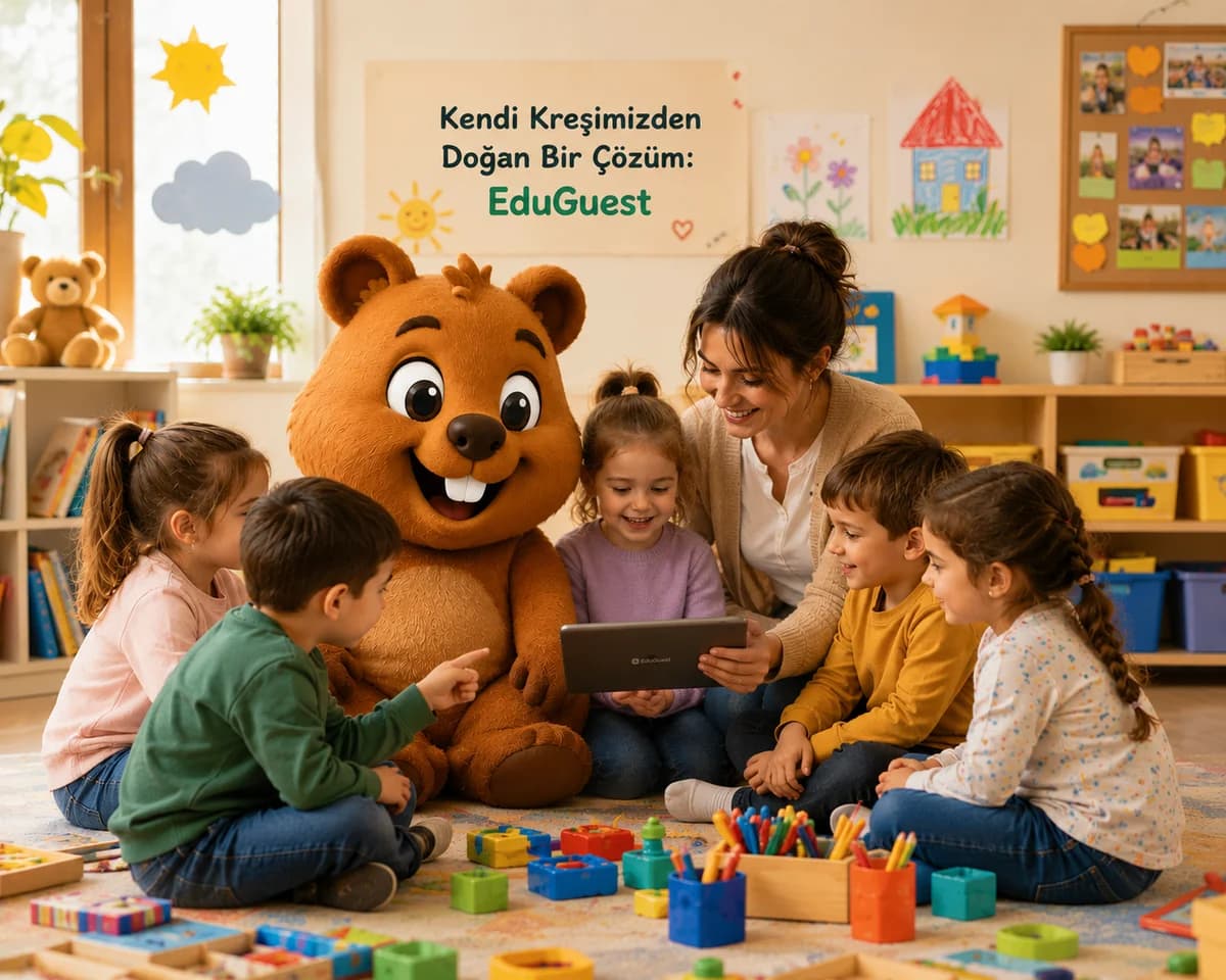 Kreş sınıfında tablet ile EduGuest kullanımı